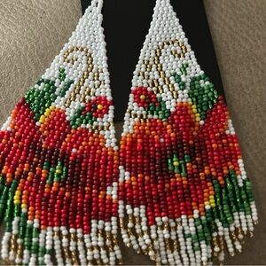 Vibrant Floral Beaded Earrings